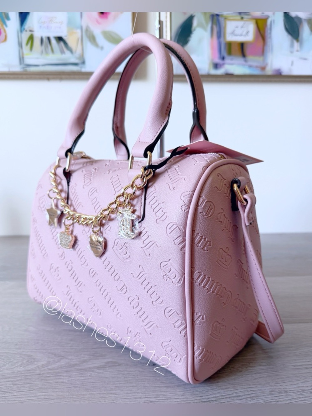 JUICY COUTURE Bag Not Your Babe Satchel with Swag Chain - Blush Pink - Picture 3 of 8